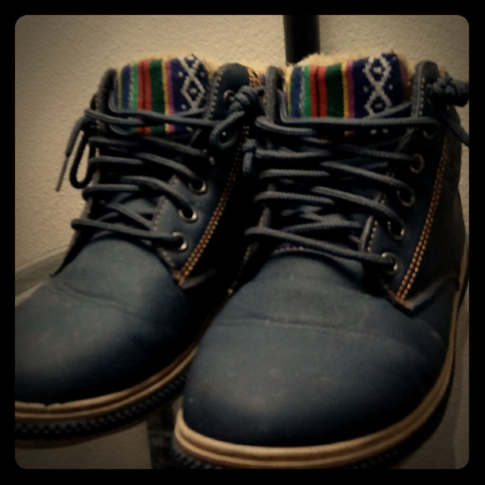 Navy blue fashion outdoor boots